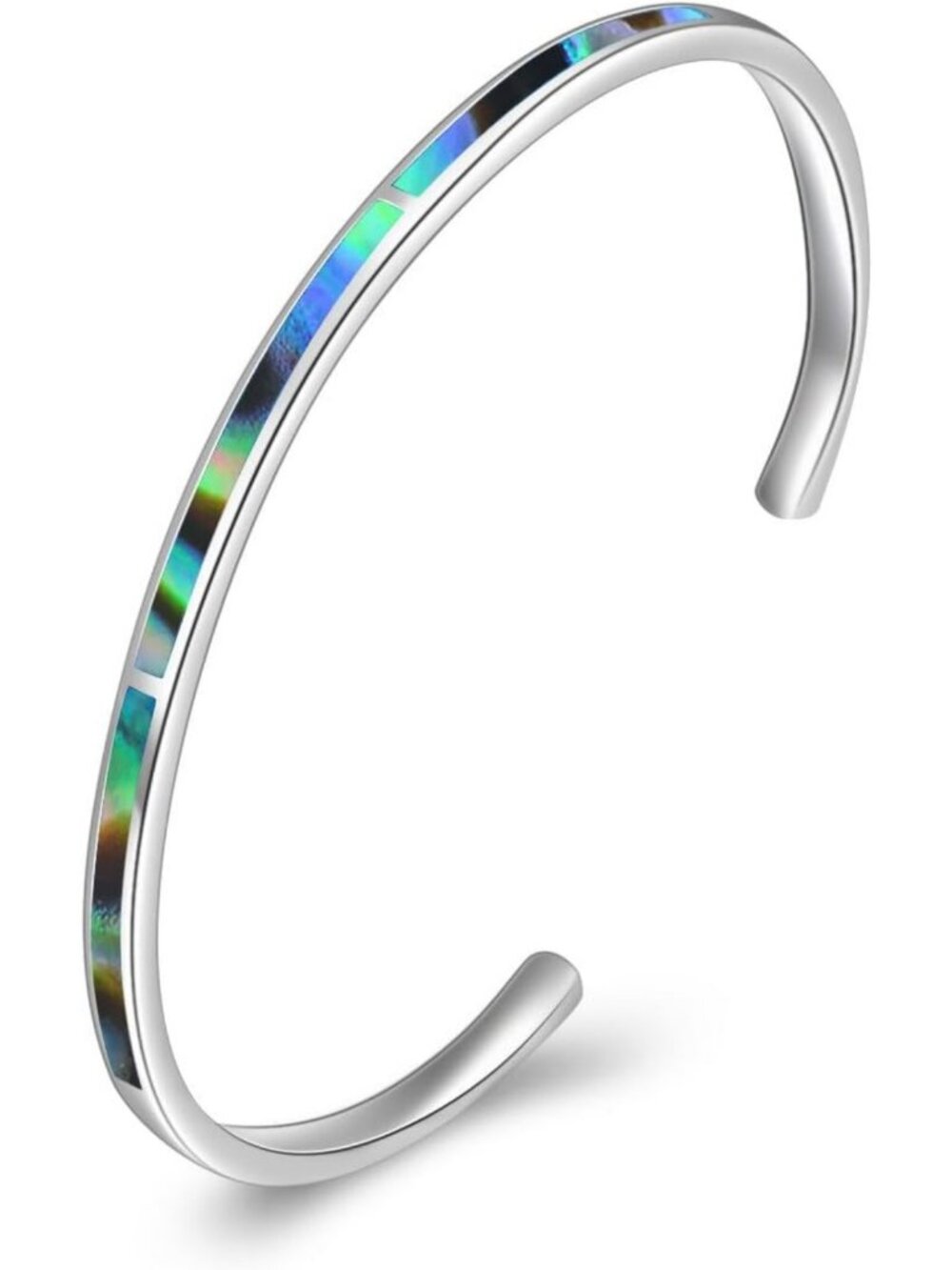 Sterling Silver Opal Cuff Bracelet for Women - Blue & White Inspirational